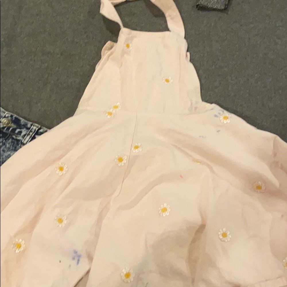 Pink and blue sunflowet overall dress